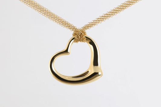 28" Tiffany & Co. 18k Yellow Gold Elsa Peretti Open Heart Necklace (22.72g.)