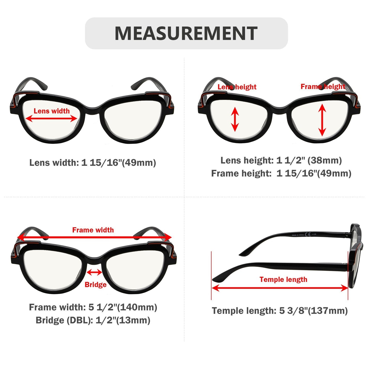 4 Pack Cat-eye Progressive Multifocal Readers M2113