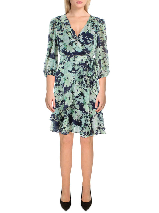 Womens Floral Print Ruffled Mini Dress