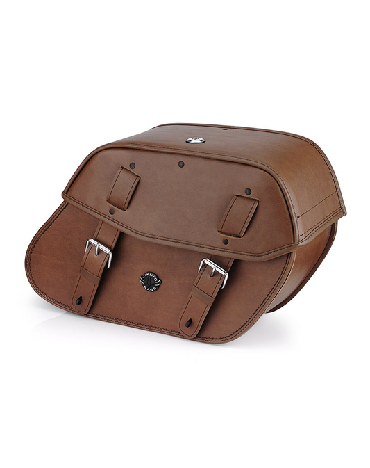 24L - Odin Brown Large Victory Hammer Leather Motorcycle Saddlebags