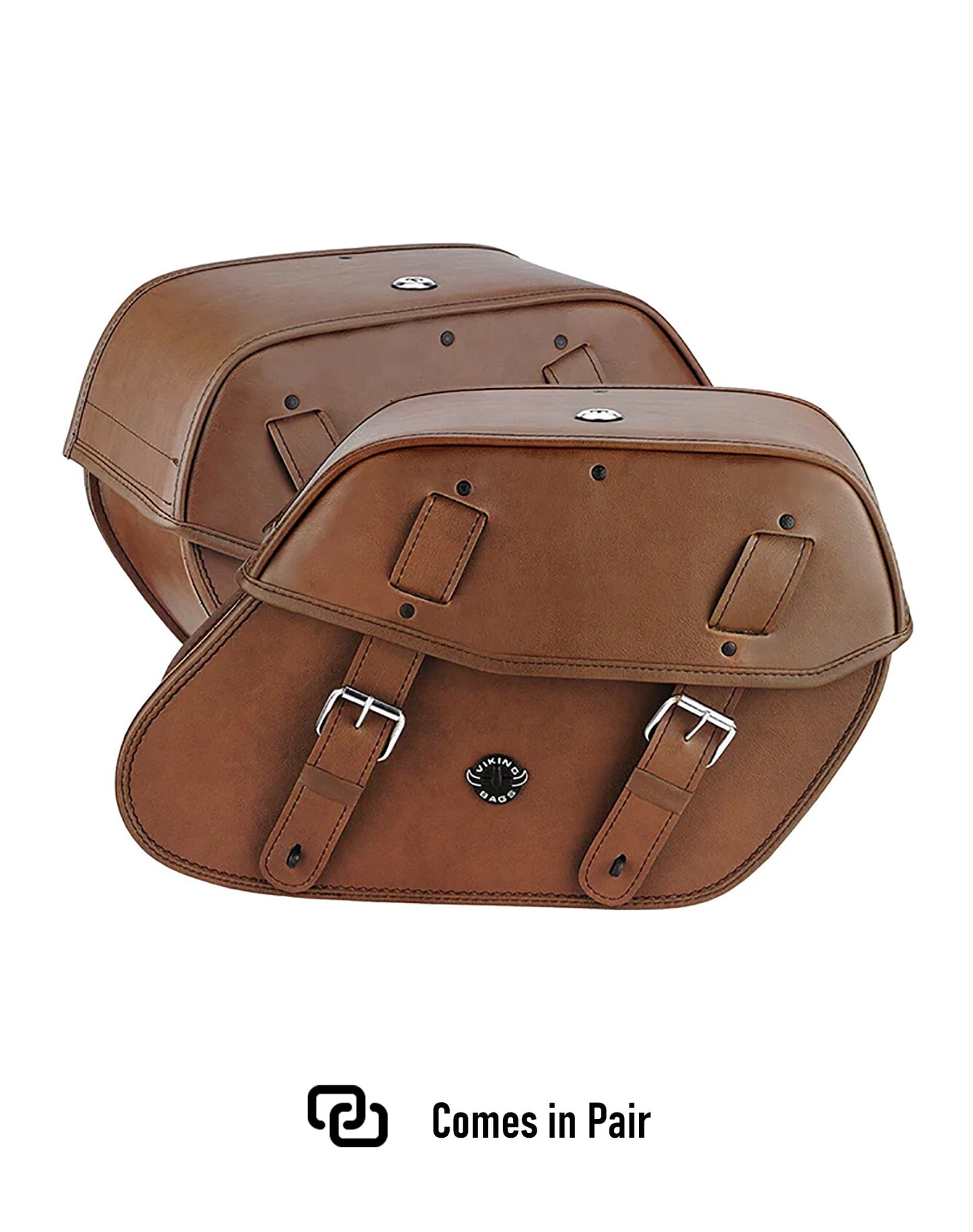 24L - Odin Brown Large Victory Hammer Leather Motorcycle Saddlebags